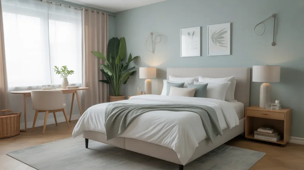 10 Cozy Bedroom Decor Ideas You’ll Fall in Love With 5 calming sage bedroom minimalist plant decor