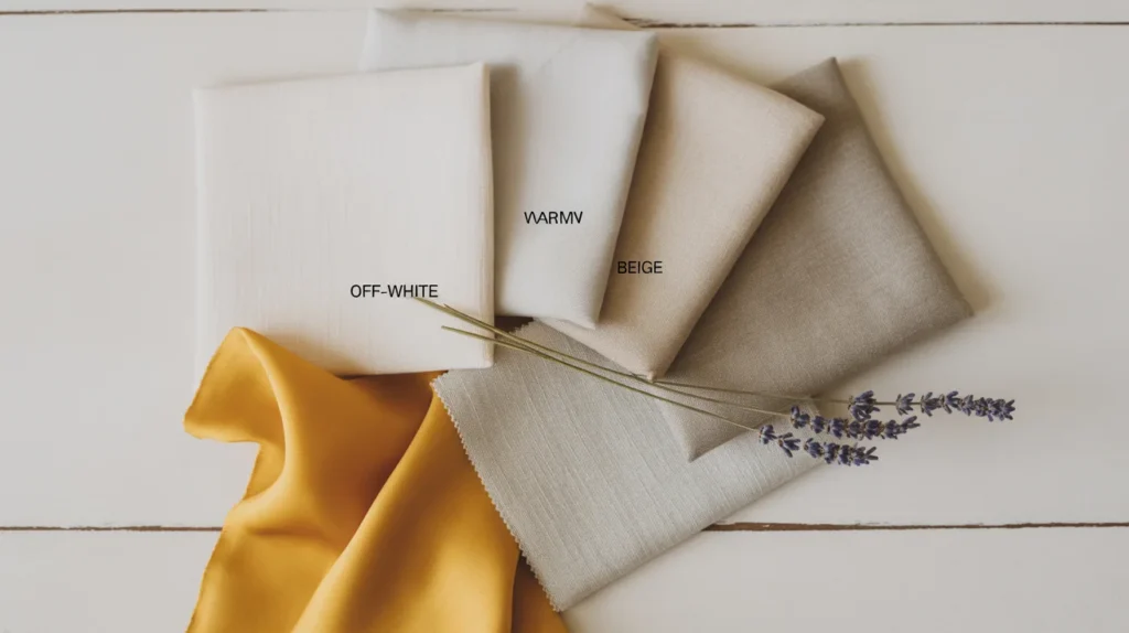 Yellow Velvet Sofa Styling Guide for Modern Homes 7 flat lay neutral color palette off white gray beige mustard yellow