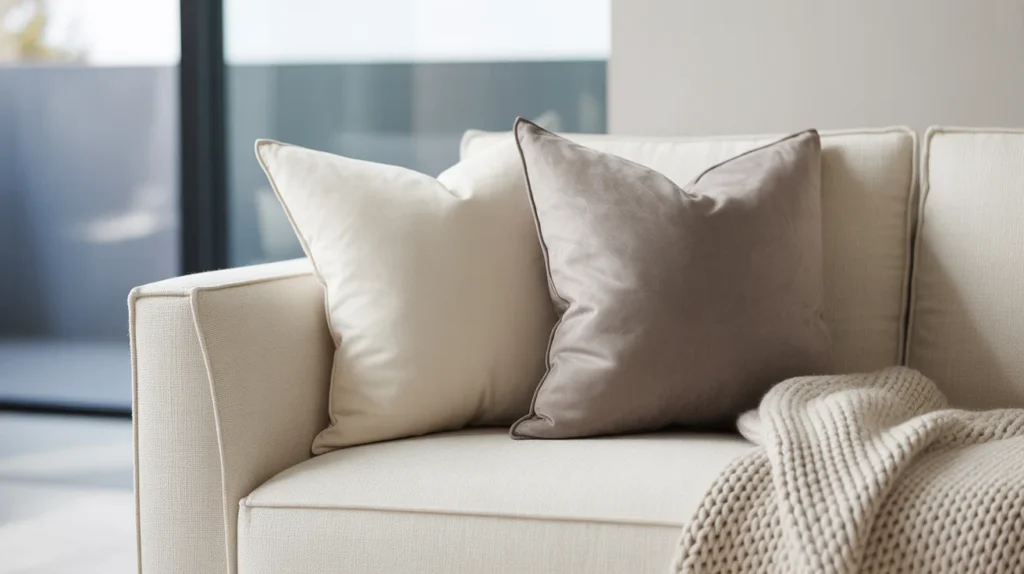 Yellow Velvet Sofa Styling Guide for Modern Homes 8 sofa styling cream gray pillows chunky knit throw modern corner
