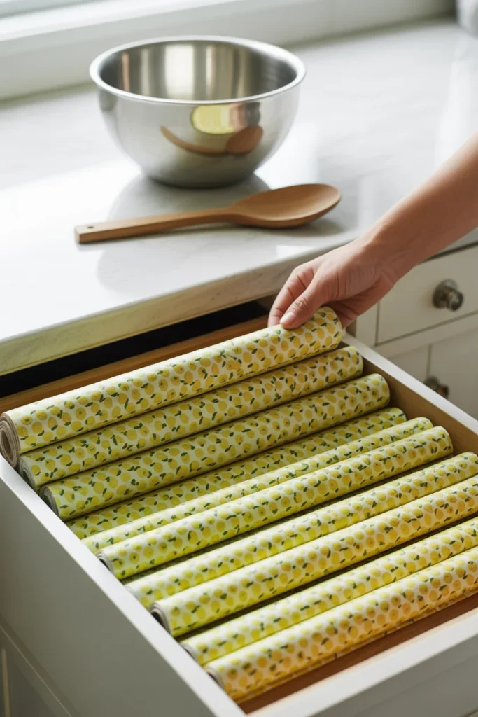 20+ Easy Kitchen Organization Ideas for Limited Space 11 10. Rubber Shelf Liner Roll Out Mats