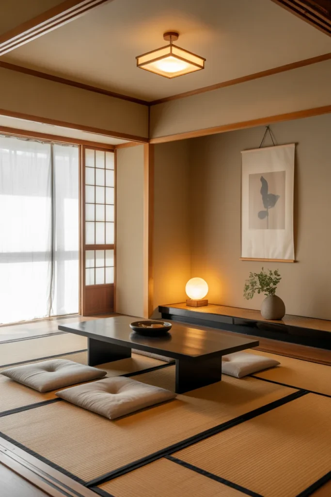 15 Brilliant Sofa-Free Living Room Design Ideas 9 A minimalist Japanese inspired living room 1