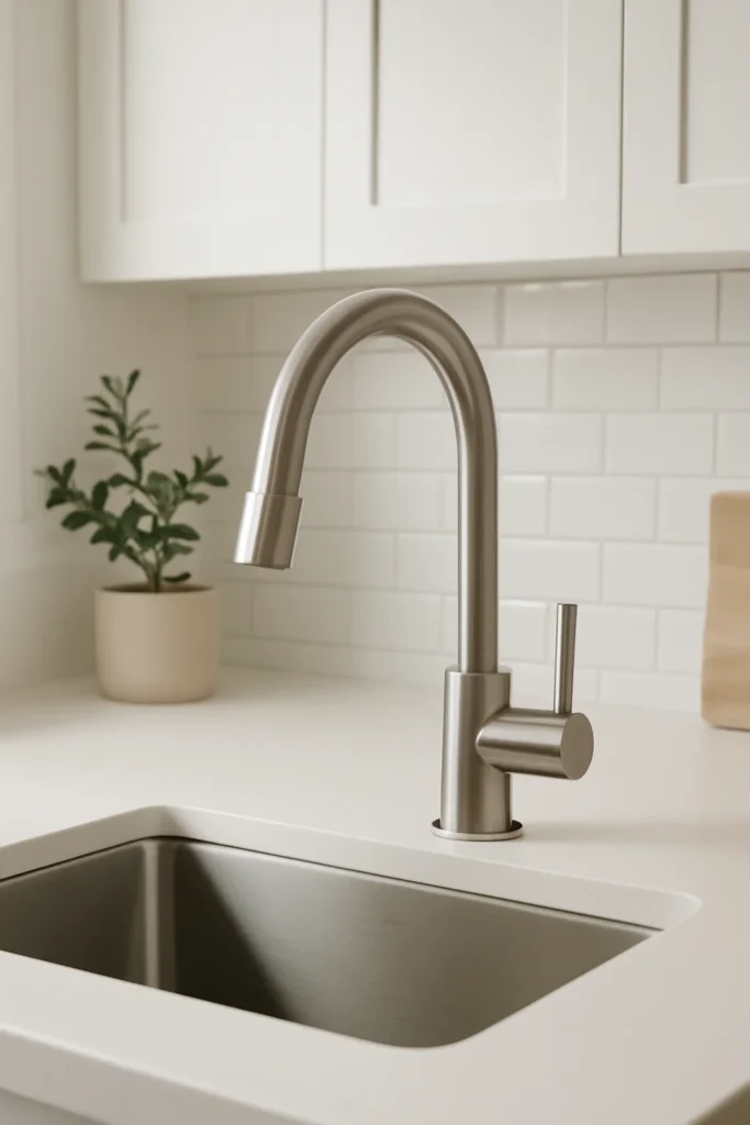 Mini Tutorials for Kitchen Sink – Transform Your Kitchen with These Simple Tips and Tricks 5 A modern kitchen sink faucet with a sleek
