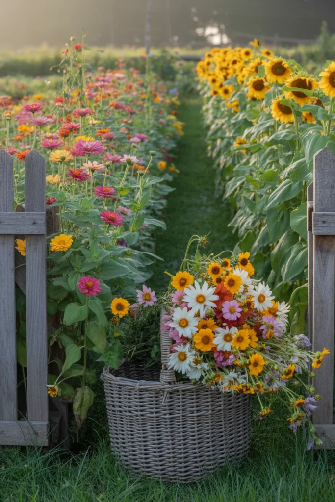 20 Easy Garden Projects 2025 | Transform Small Spaces 13 Abundant cutting garden with rows of colorful flowers
