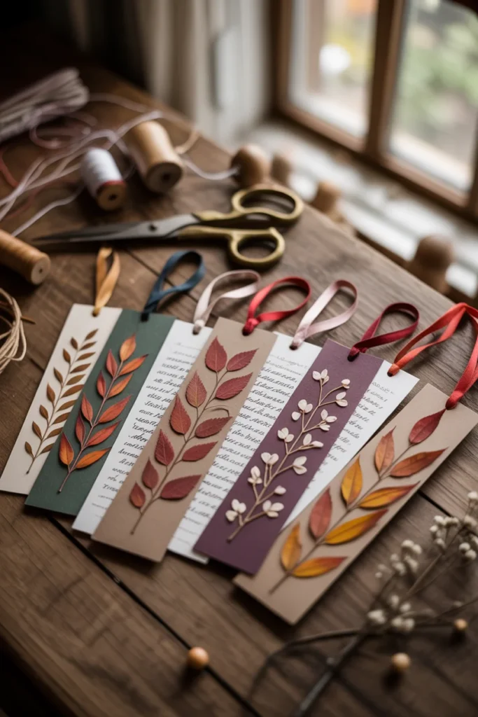 30 Fun and Creative Thanksgiving Crafts for Kids 27 Autumn bookmarks on table