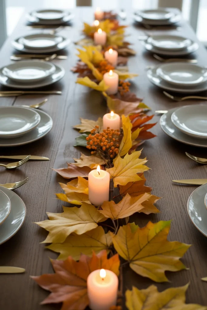 25 Easy Thanksgiving Table Decor Ideas Anyone Can Try 5 Autumnal Leaf Garland
