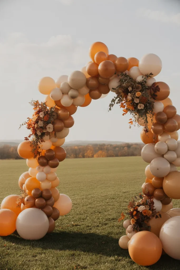 12 Magical Wedding Arch Designs to Elevate Your Fall Celebration 10 Balloon Autumn Foliage Arch