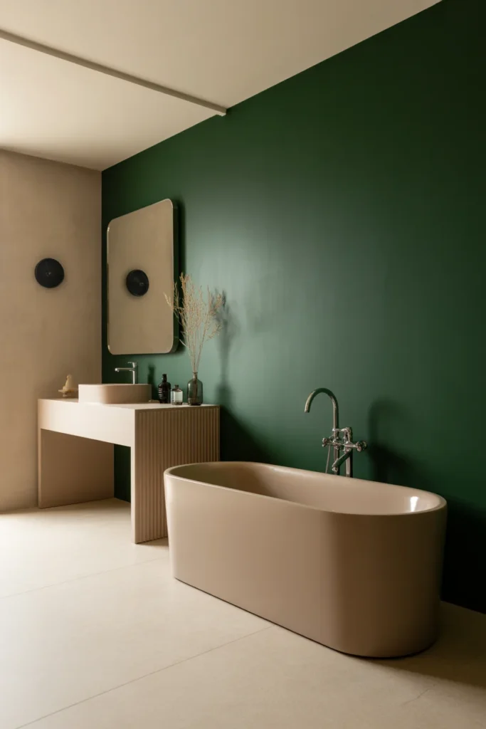 30 Modern & Classy Bathroom Decor Ideas for a Stylish Home 18 Bathroom with emerald green accent wall