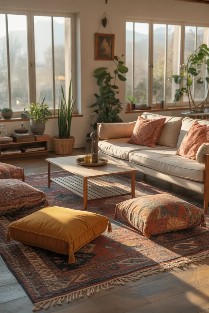 15 Brilliant Sofa-Free Living Room Design Ideas 2 Bohemian Floor Cushions Living Room