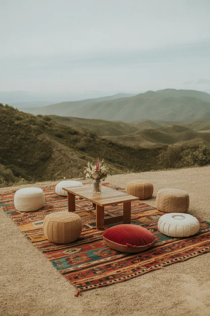 30 Simple Outdoor Wedding Decor Ideas for 2025 27 Bohemian Floor Seating
