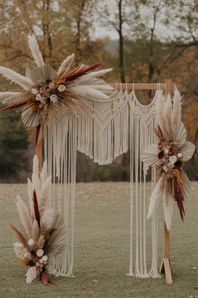12 Magical Wedding Arch Designs to Elevate Your Fall Celebration 5 Boho Macrame Wedding Arch