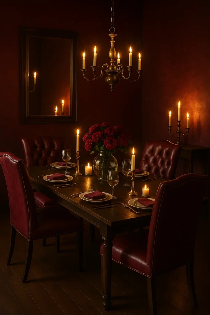 10 Stunning Dining Rooms in Jewel Tones – Chic & Colorful Ideas 8 Burgundy garnet themed dining room