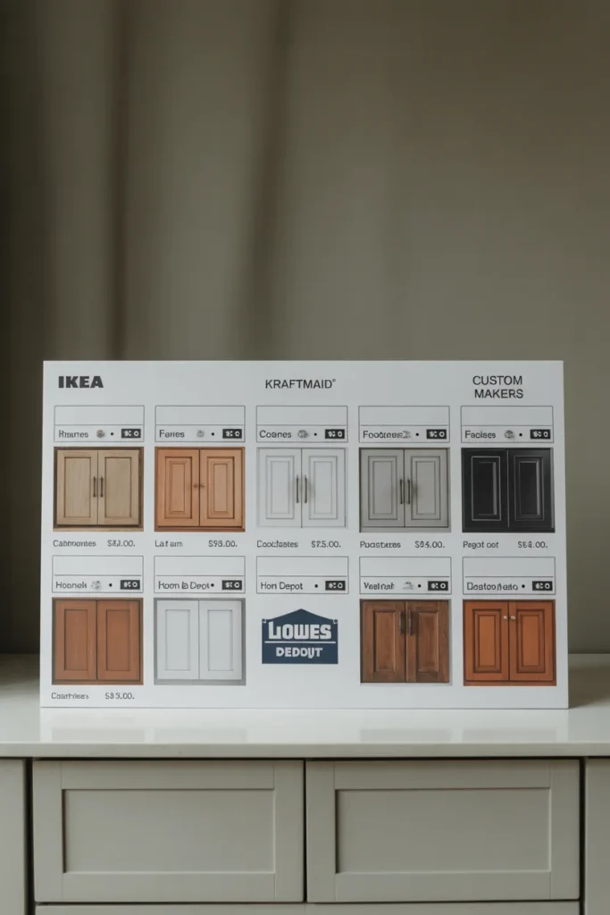 10x12 Kitchen Cabinet Cost in 2025 – Real Prices, Materials & Budget Guide 10 Comparison chart showing cabinet samples from major brands