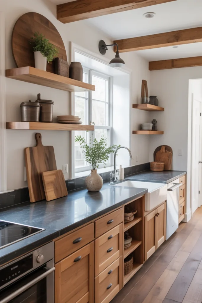 20 Rustic Farmhouse Kitchen with Natural Stone and Wooden Accents 11 Contemporary Farmhouse with Natural Stone