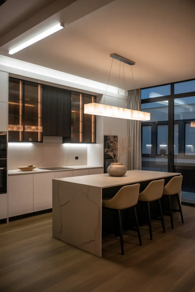 20 Modern Kitchen Luxury Ideas -Start Your Dream Design 6 Contemporary kitchen with integrated LED cabinet lighting
