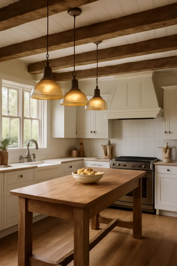 Kitchen Interior Colour Combination: Ideas to Transform Your Cooking Space 2 Cozy farmhouse kitchen with white cabinetry