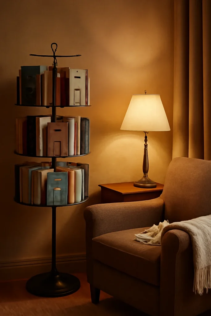 Cozy Reading Nook Ideas: Transform Your Space into a Relaxing Sanctuary 15 Cozy reading corner showing a rotating collection of books