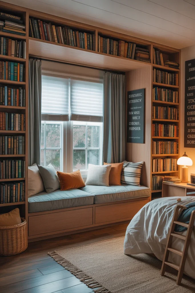 18 Creative Kids Bedroom Ideas for Boys: Adventurous,Modern, and Organized Spaces 9 Cozy reading nook boys bedroom