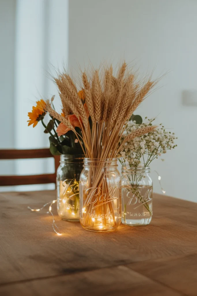 23 Stunning Thanksgiving Centerpieces to Try This Year 10 DIY Thanksgiving centerpiece with mason jars filled with flowers 1