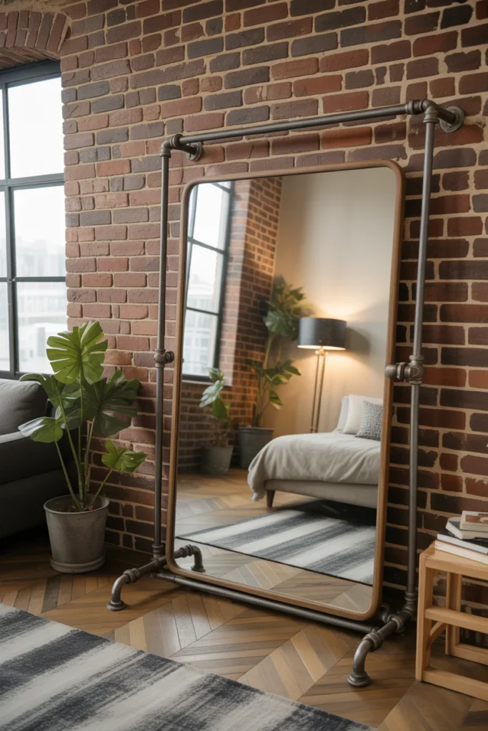 11 Stylish DIY Mirror Decor Ideas to Transform Any Room 10 DIY industrial mirror framed with black iron pipes