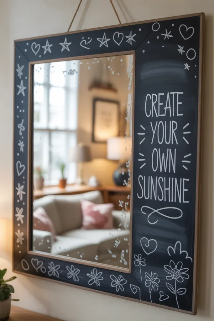 11 Stylish DIY Mirror Decor Ideas to Transform Any Room 12 DIY mirror with a chalkboard frame