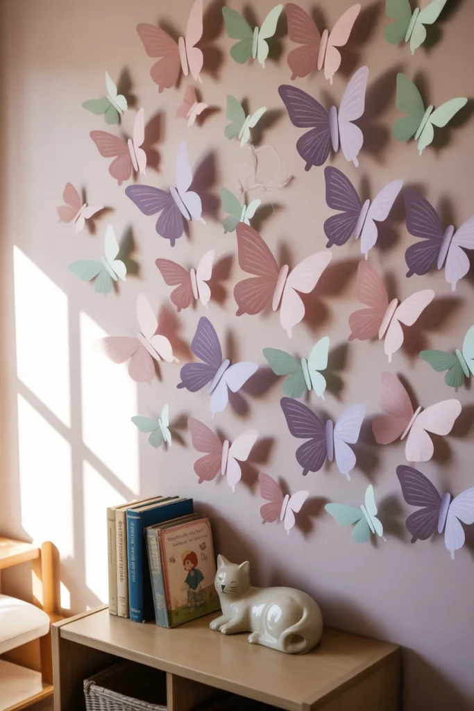 DIY paper butterfly wall decor
