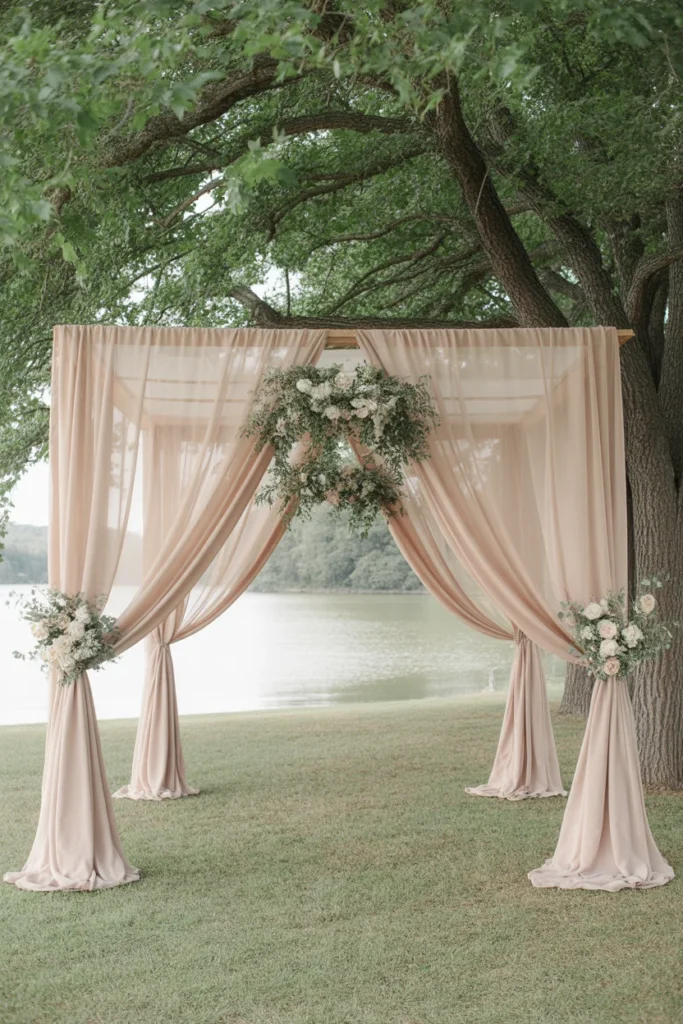 30 Simple Outdoor Wedding Decor Ideas for 2025 10 Draped Fabric Panels