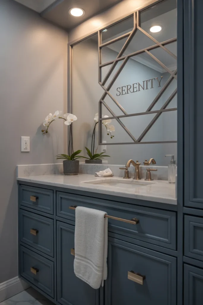 Elegant bathroom with brushed brass hardware