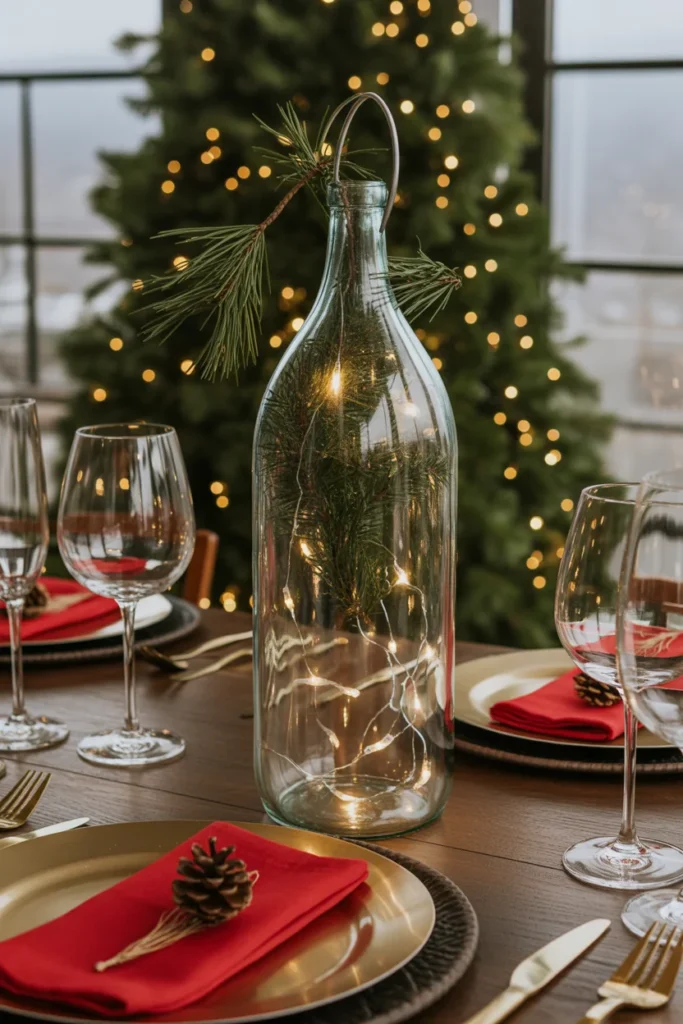 18+ Charming DIY Christmas Lanterns Ideas to Light Up Your Holiday Season 11 Elegant bottle lantern with bottom cut out