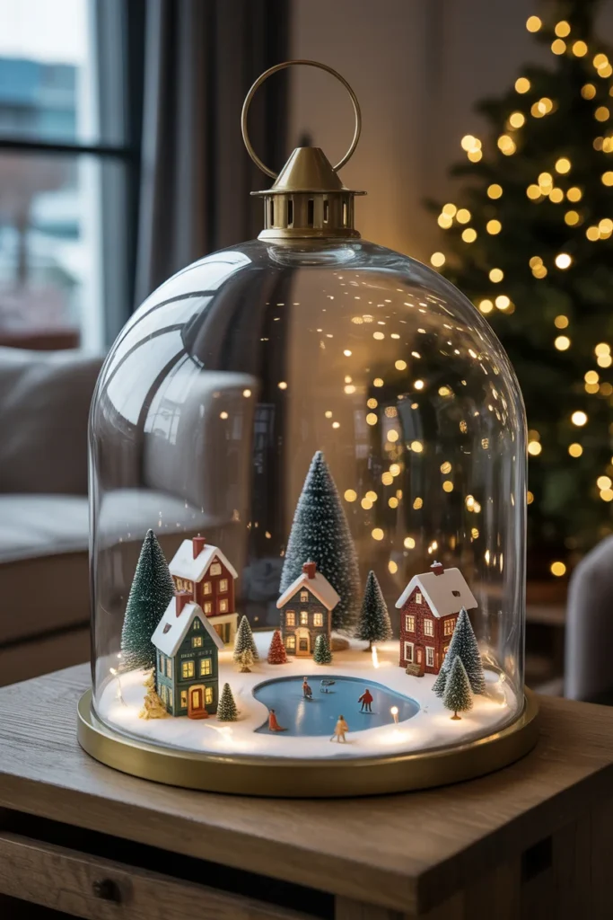 18+ Charming DIY Christmas Lanterns Ideas to Light Up Your Holiday Season 18 Enchanting miniature Christmas village scene