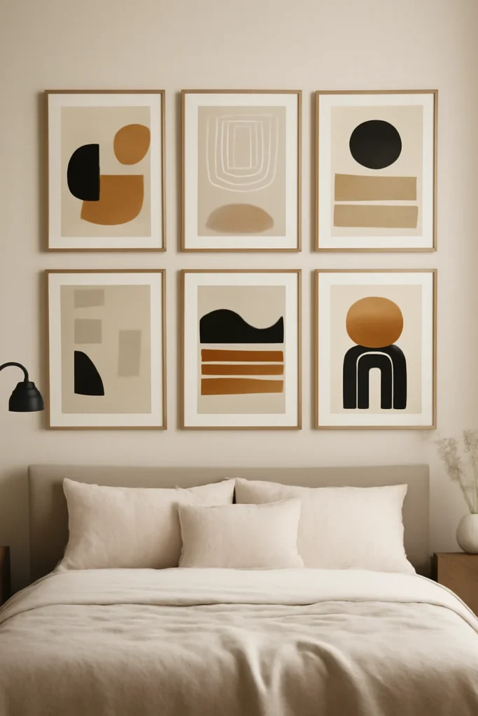 Gallery wall with abstract art