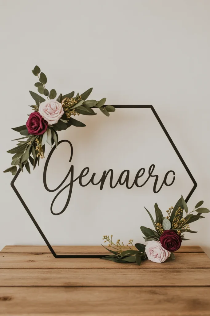 20 Stunning Wedding Welcome Sign Ideas You’ll Love 18 Geometric Frame Sign