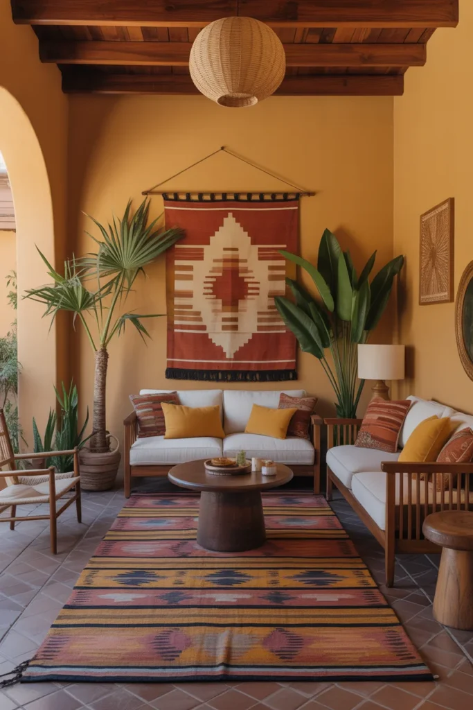 Explore Hacienda-Style Homes: Timeless Spanish Architecture & Rustic Elegance 15 Hacienda style living room with warm earthy tones