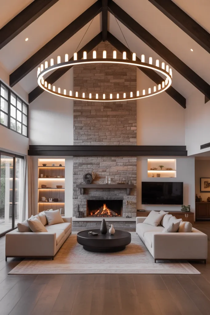 30+ Gorgeous Living Room Ceiling Lighting Ideas for Modern & Classic Homes 8 Halo Chandelier