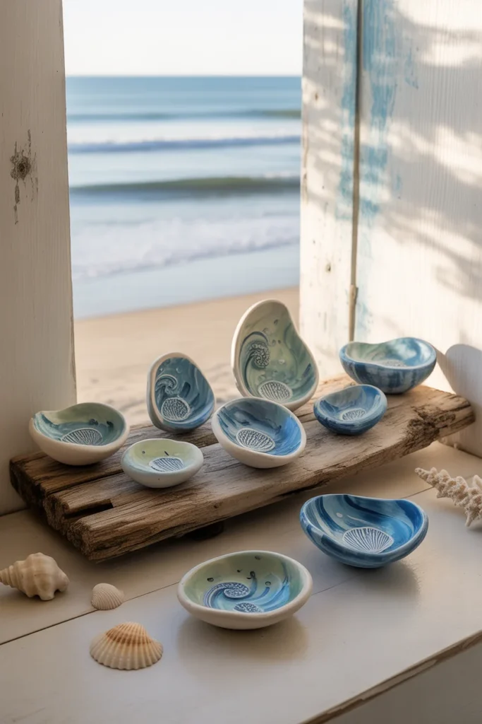 17 Bathroom Accessories Sets to Upgrade Your Space 10 Hand painted sea inspired accessories