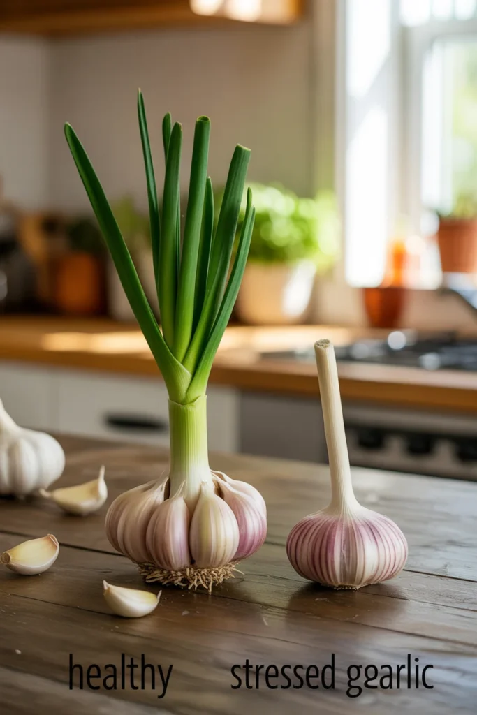 Grow Garlic in Containers: Easy Step-by-Step Guide 8 Healthy garlic vs. Stressed garlic