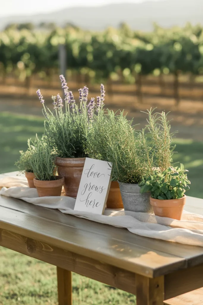30 Simple Outdoor Wedding Decor Ideas for 2025 23 Herb Garden Tables