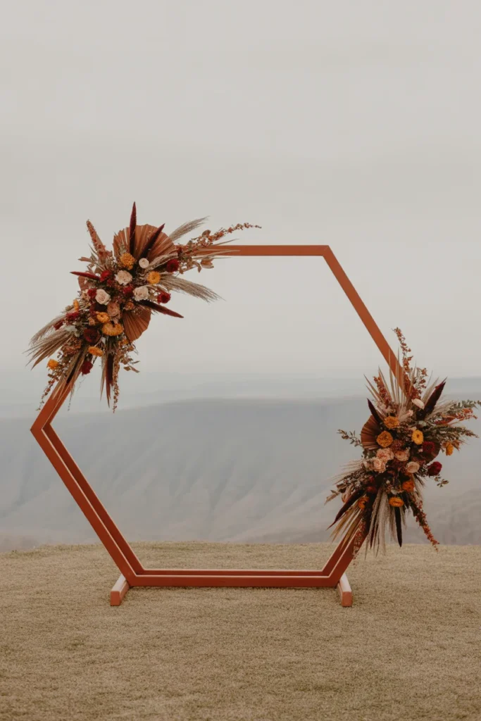 12 Magical Wedding Arch Designs to Elevate Your Fall Celebration 12 Hexagon Geometric Wedding Arch