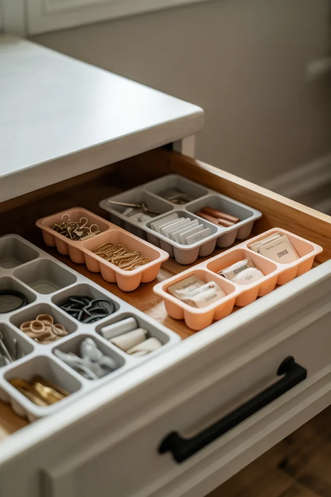 20+ Easy Kitchen Organization Ideas for Limited Space 4 Ice Cube Trays for Small Item