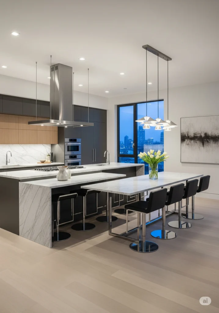 30 Modern Classy Dining Room Decor Ideas 13 Integrated kitchen dinning layout