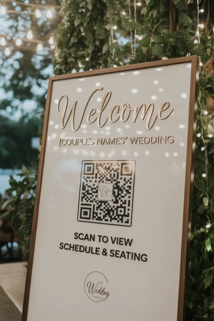 20 Stunning Wedding Welcome Sign Ideas You’ll Love 19 Interactive QR Code Welcome Sign