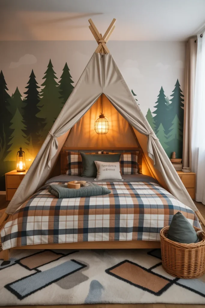 31 Creative Kids Bedroom Ideas to Inspire Your Child’s Dream Space 13 Kids bedroom designed like a camping retreat