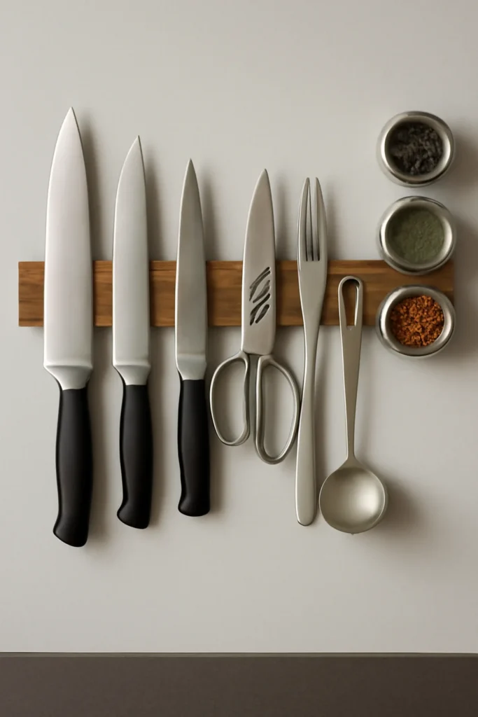17 Kitchen Equipment Storage Ideas to Keep Your Space Organized 9 Kitchen tool strip