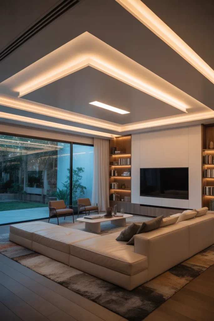 30+ Gorgeous Living Room Ceiling Lighting Ideas for Modern & Classic Homes 20 LED Panels With Motion Sensors
