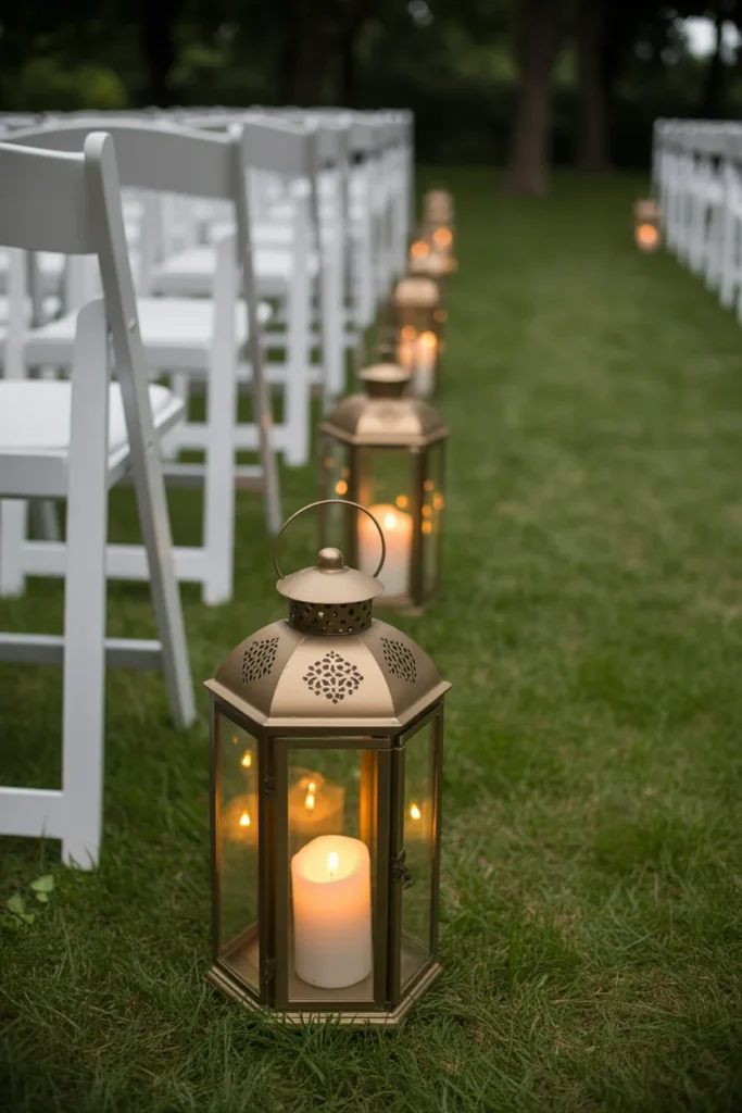 30 Simple Outdoor Wedding Decor Ideas for 2025 6 Lantern Lined Aisle