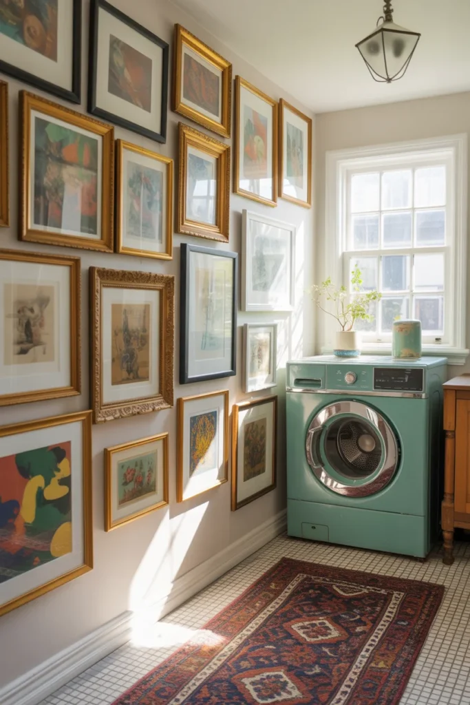 27 Laundry Room Design Ideas for a Stylish & Functional Home 24 Laundry room with colorful wall art