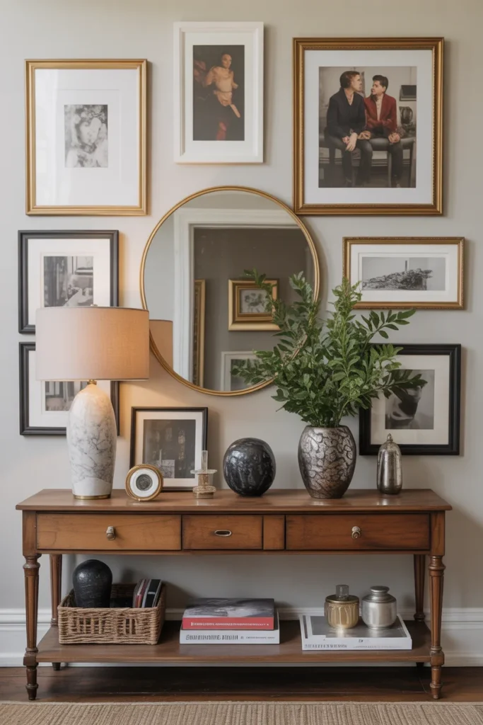 17+ Stunning Mirror Wall Decor Ideas: Transform Your Space with Reflective Style 17 Layered Mirror and Art Combination