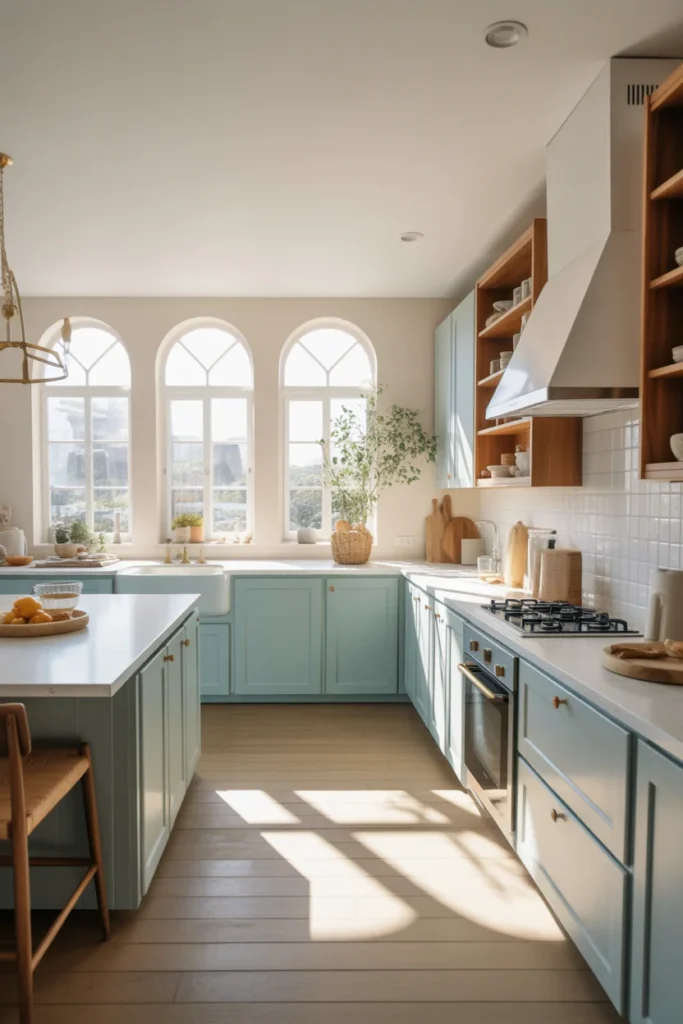 24 Modern Luxury Kitchen Designs to Inspire Your Dream Home 19 Luxury coastal kitchen with soft blue cabinets