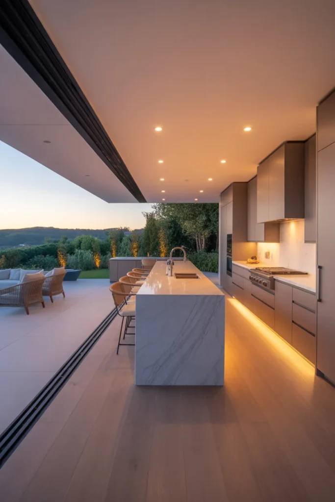 20 Modern Kitchen Luxury Ideas -Start Your Dream Design 15 Luxury kitchen opening to outdoor patio