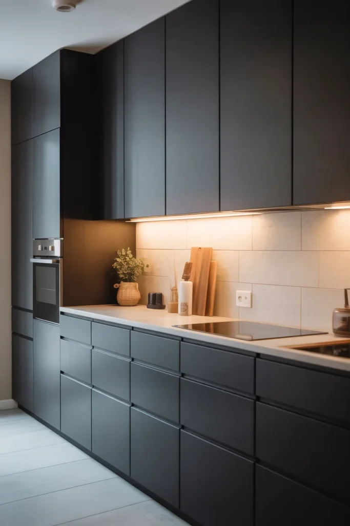 Chic Black Kitchen Cabinet Ideas: Elevate Your Kitchen with Style 3 Matte Black Minimalism