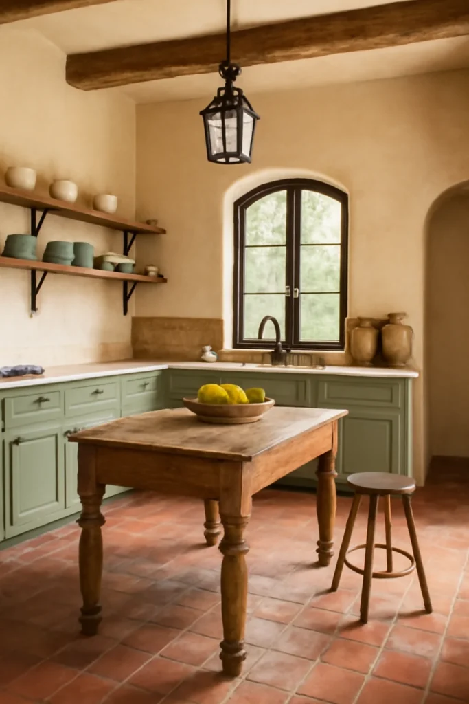 Kitchen Interior Colour Combination: Ideas to Transform Your Cooking Space 7 Mediterranean inspired kitchen with beige walls